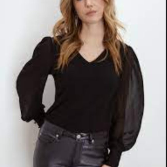 melanie lyne Tops - Melanie Lyne Puff Sleeve Chiffon Blouse